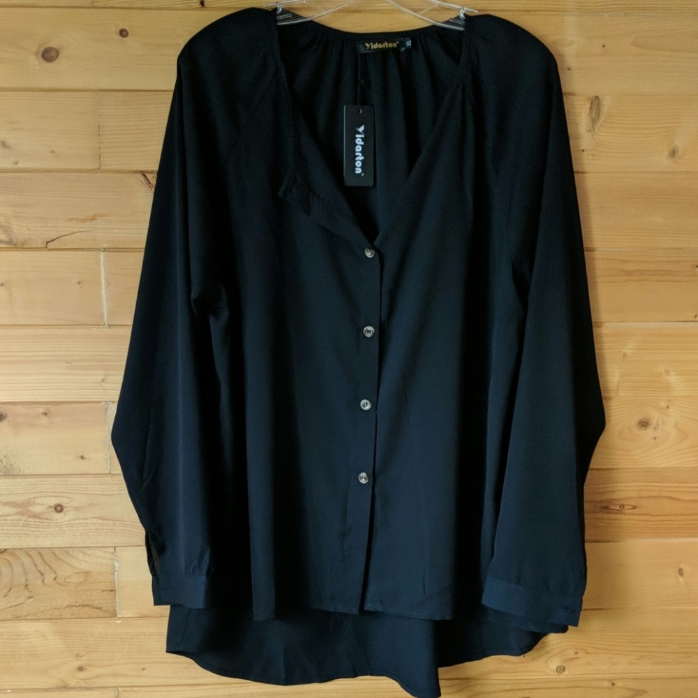 Black, peasant style blouse